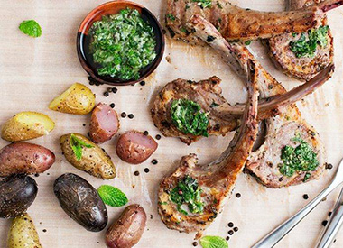 Lamb Chops with Mint Gremolata and Fingerling Potatoes